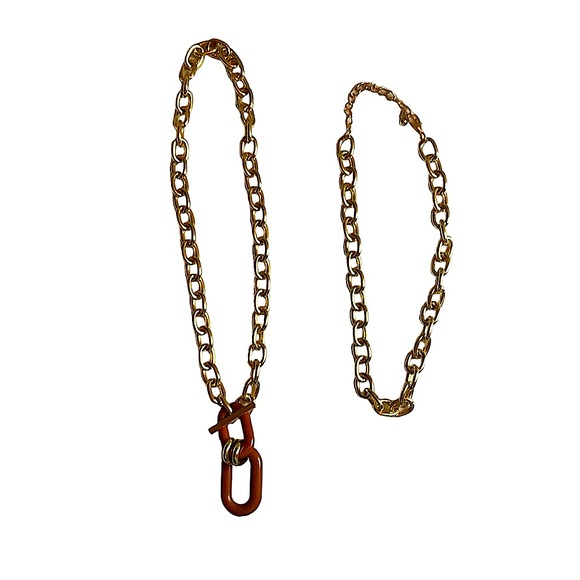 Geometric Layered Toggle Clasp Double Zero Shaped Pendant Choker Necklace - Picture 7 of 8